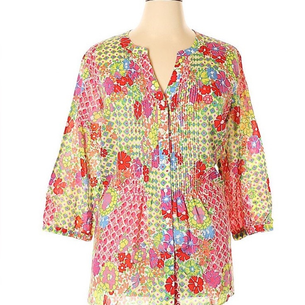 Talbots Pintuck Floral Shirt